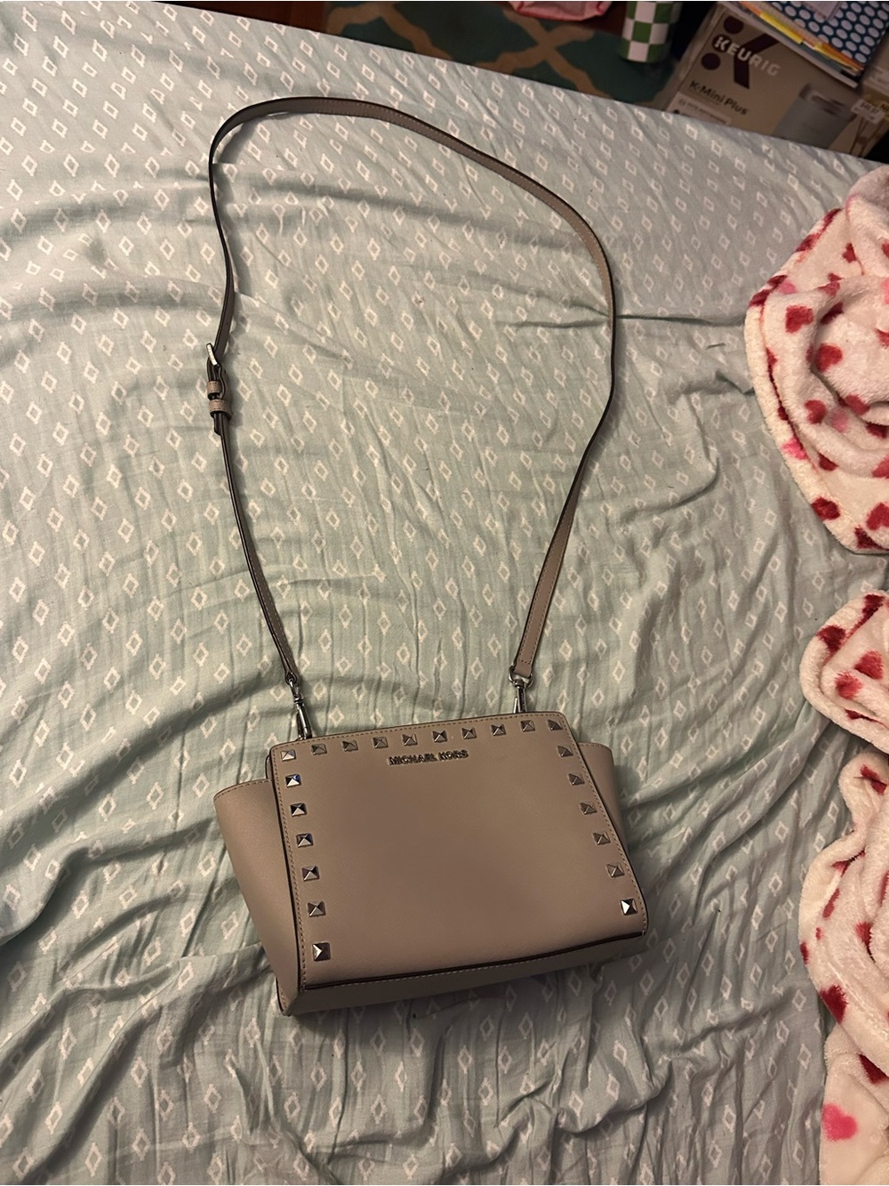 Michael Kors Taupe Pyramid-Stud Crossbody Bag